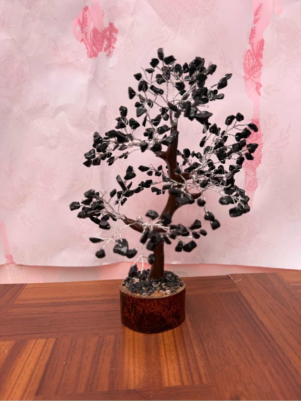 Handcrafted Black Gemstone Bonsai Tree - Decorative Home Art